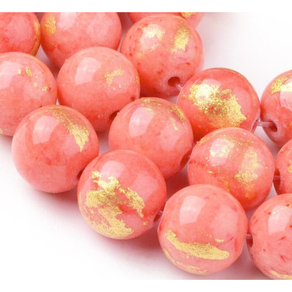 Perles Jade Mashan Rondes 6mm – Rose Corail mordoré