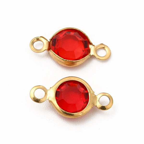 Pendentifs charms Connecteurs 12,5 mm en Verre Facetté – Acier Inox 304 Doré  18K, IONIQUE