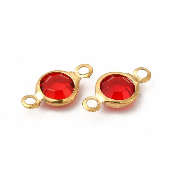 Pendentifs charms Connecteurs 12,5 mm en Verre Facetté – Acier Inox 304 Doré  18K, IONIQUE