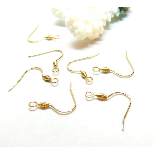 Crochets Simples pour Boucles d’Oreilles 18mm – Acier Inoxydable 304 Doré à l’Or fin 18K, placage IONIQUE