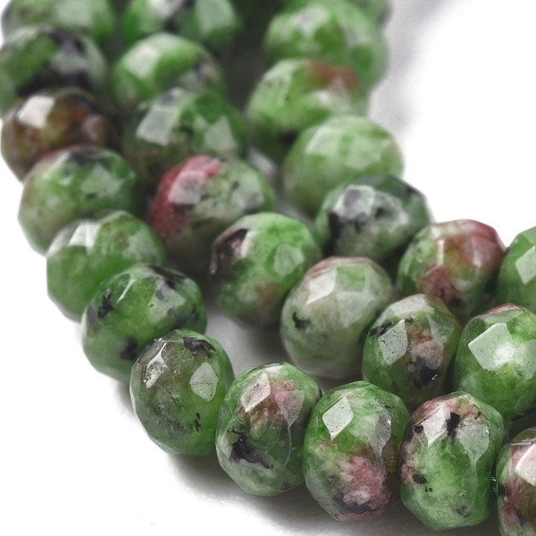 Perles Rondelle facettée 2x4mm – Jade Malaisienne Teintée coloris 43BIS