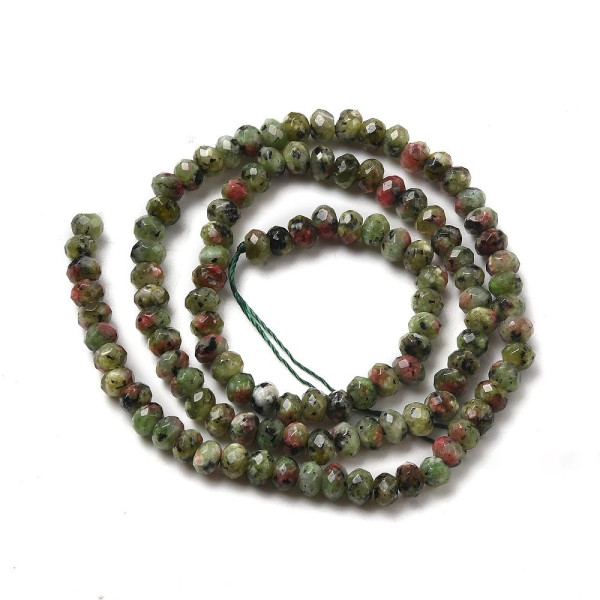 H11E316 – Lot de 50 Perles Rondelle facettée 2x4mm – Jade Malaisienne Teintée coloris 43BIS