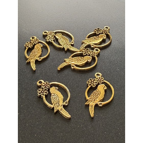 Pendentifs Perroquet 15x28mm – Métal Or Antique