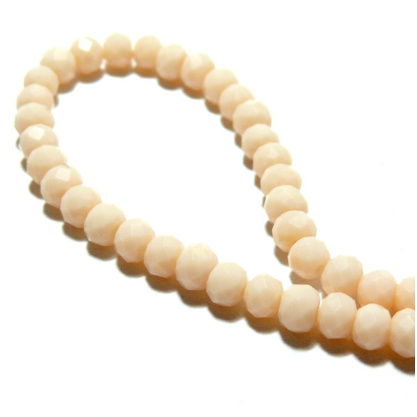 Perles Rondelles Verre Facettée Rose poudre 6x4mm
