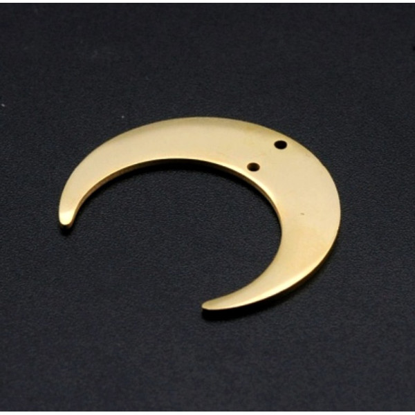 Pendentif Connecteur Lune Croissant 25mm – Acier Inoxydable Doré, placage  IONIQUE