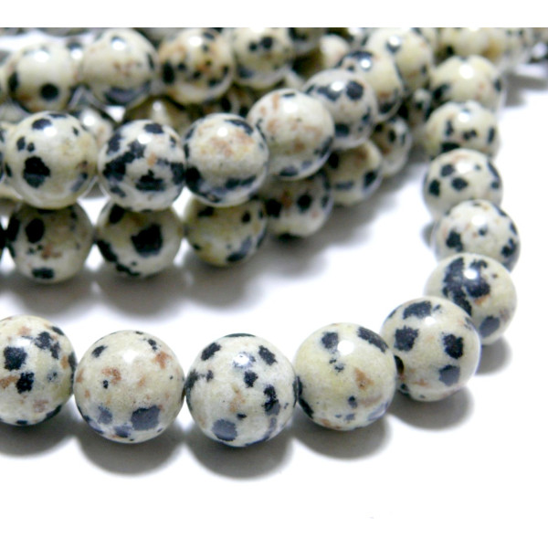 Perles Rondes 6 mm – Jaspe Dalmatien