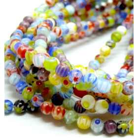 Perles Rondes 8mm – Verre Millefiori Multicolores