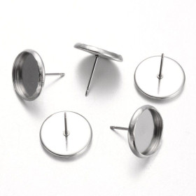 H11M22712 – Lot de 20 Supports de Boucle d'oreille Puce 12mm – Acier Inoxydable 304 Argenté