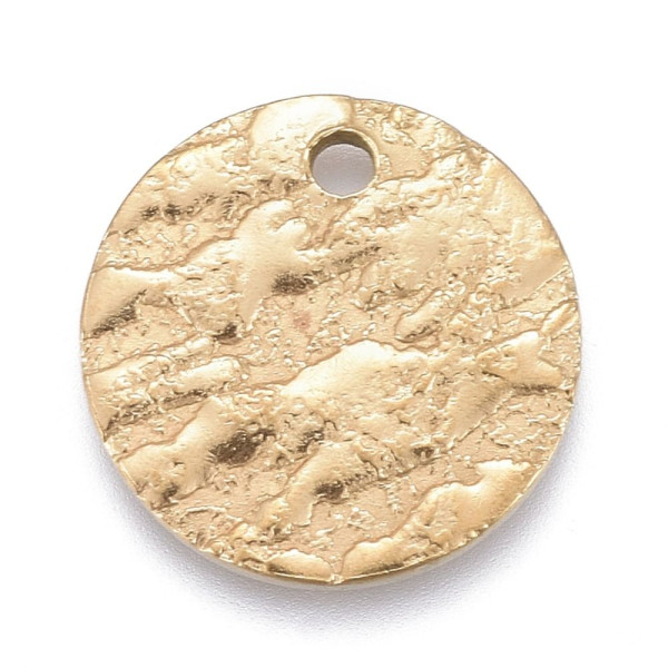 Pendentifs Médaille Texturée 12mm – Acier Inoxydable 304 Doré Placage IONIQUE