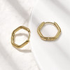 Boucles d'Oreilles Créoles Hexagone 19 × 2,5 mm – Acier Inox 304 Doré à l'Or Fin 18K – Placage IONIQUE (IP)