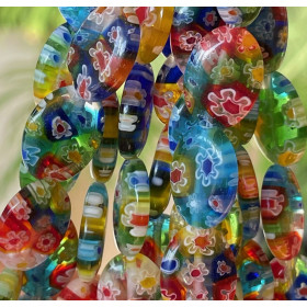 Perles Ovales 15 x 11 mm – Verre Millefiori Multicolores