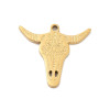 Pendentif Tête de Buffle Buffalo Boho Chic 20 mm – Acier Inox 316 Doré à l'Or Fin 18K – Placage IONIQUE (IP)