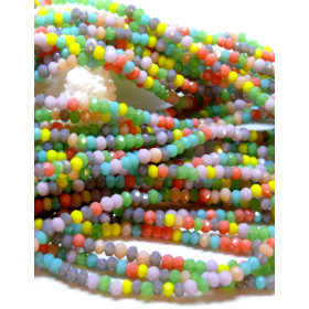 Perles Rondelles Verre Facettée 2.5x1.5mm Multicolores A01