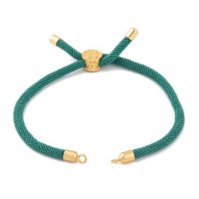 Supports Bracelet Intercalaire Cordon Nylon Ajustable Slide Arbre Doré Coloris Vert Canard
