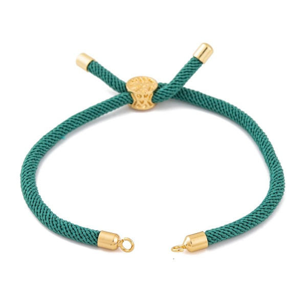 Supports Bracelet Intercalaire Cordon Nylon Ajustable Slide Arbre Doré Coloris Vert Canard