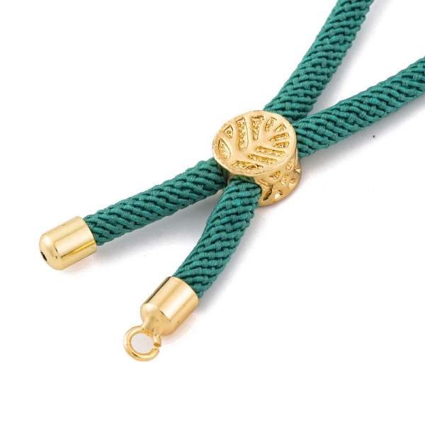 Supports Bracelet Intercalaire Cordon Nylon Ajustable Slide Arbre Doré Coloris Vert Canard