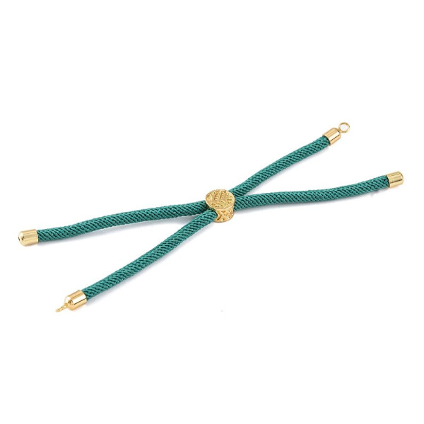 Supports Bracelet Intercalaire Cordon Nylon Ajustable Slide Arbre Doré Coloris Vert Canard