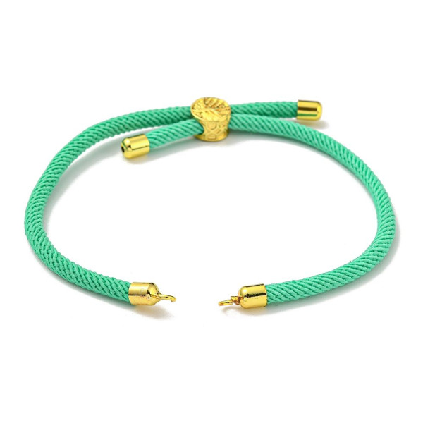 Supports Bracelet Intercalaire Cordon Nylon Ajustable Slide Arbre Doré Coloris Vert