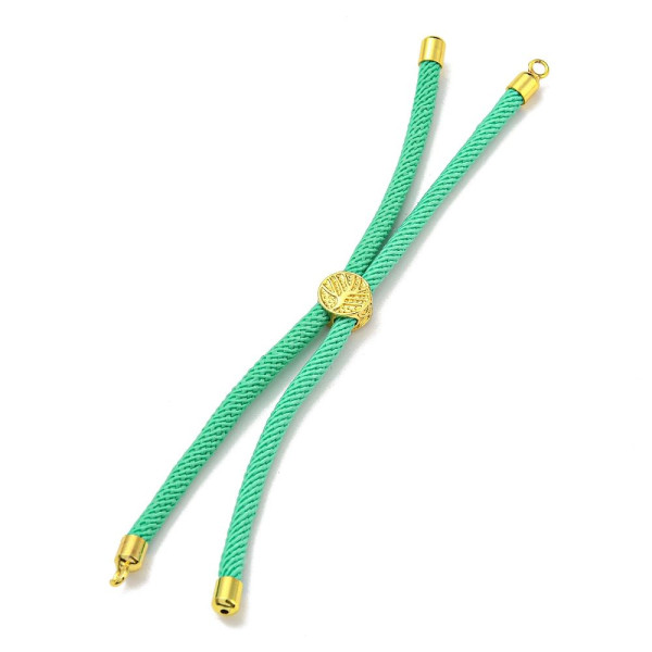Supports Bracelet Intercalaire Cordon Nylon Ajustable Slide Arbre Doré Coloris Vert