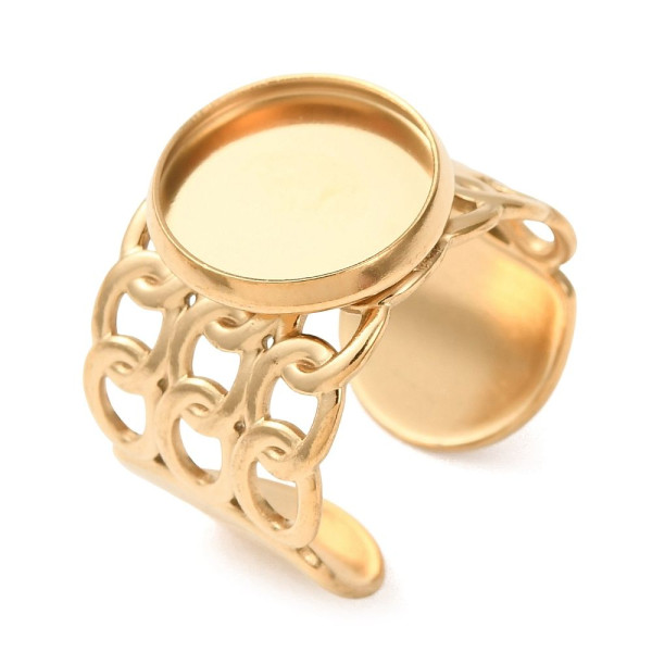 Support de Bague 12mm style Maille – Acier Inoxydable 304 Doré placage IONIQUE