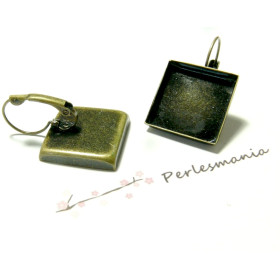 Supports Boucles d’Oreille Carré 18x18mm – Bronze Bord Épais