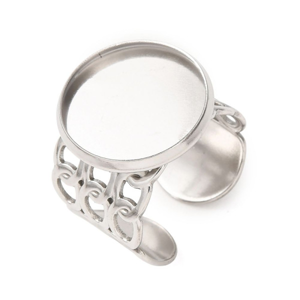 Support de Bague 16mm style Maille – Acier Inoxydable 304 Argenté