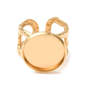 Support de Bague 16mm Martelé – Acier Inoxydable 304 Doré placage IONIQUE