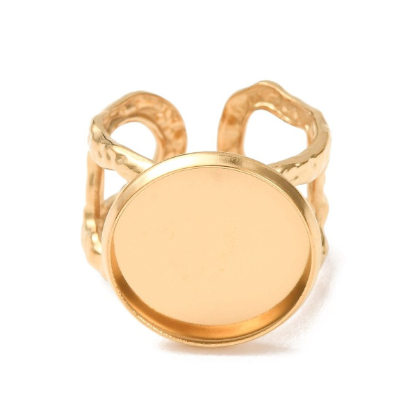 Support de Bague 16mm Martelé – Acier Inoxydable 304 Doré placage IONIQUE