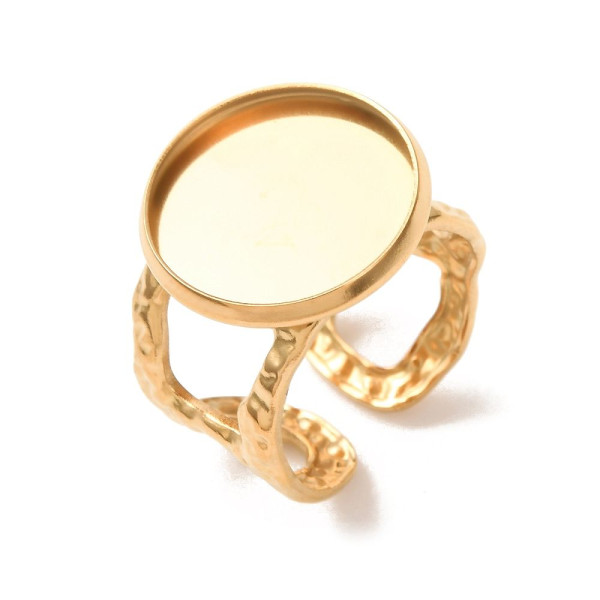 Support de Bague 16mm Martelé – Acier Inoxydable 304 Doré placage IONIQUE