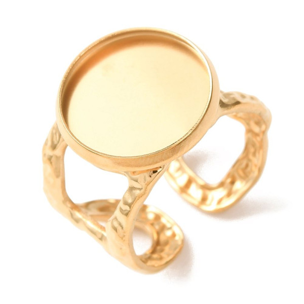Support de Bague 14mm Martelé – Acier Inoxydable 304 Doré placage IONIQUE