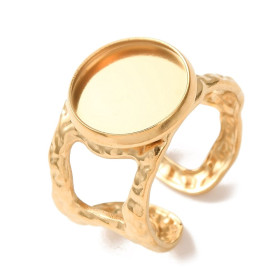 Support de Bague 12mm Martelé – Acier Inoxydable 304 Doré placage IONIQUE