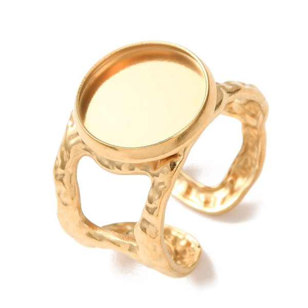 Support de Bague 12mm Martelé – Acier Inoxydable 304 Doré placage IONIQUE