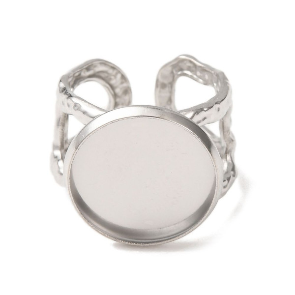 Support de Bague 16mm Martelé – Acier Inoxydable 304 Argenté