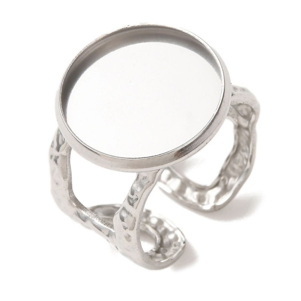 Support de Bague 16mm Martelé – Acier Inoxydable 304 Argenté