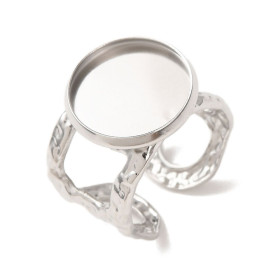 Support de Bague 14mm Martelé – Acier Inoxydable 304 Argenté