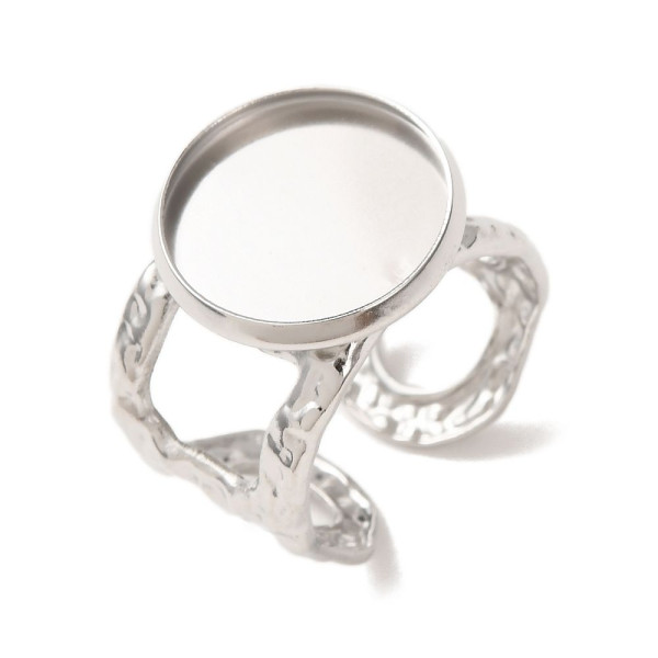 Support de Bague 14mm Martelé – Acier Inoxydable 304 Argenté