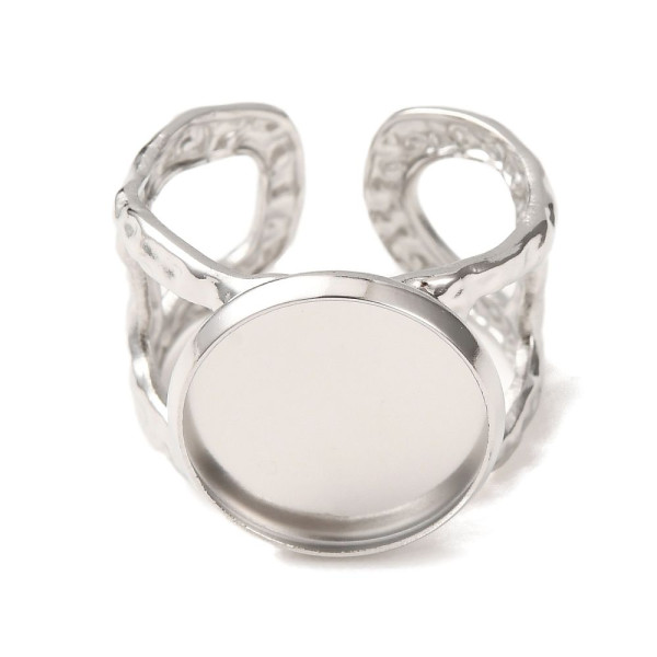 Support de Bague 14mm Martelé – Acier Inoxydable 304 Argenté