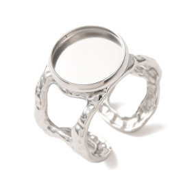 Support de Bague 12mm Martelé – Acier Inoxydable 304 Argenté
