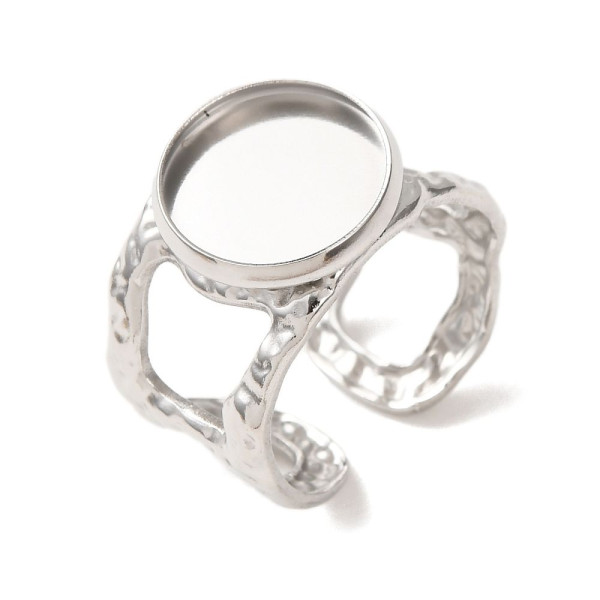 Support de Bague 12mm Martelé – Acier Inoxydable 304 Argenté