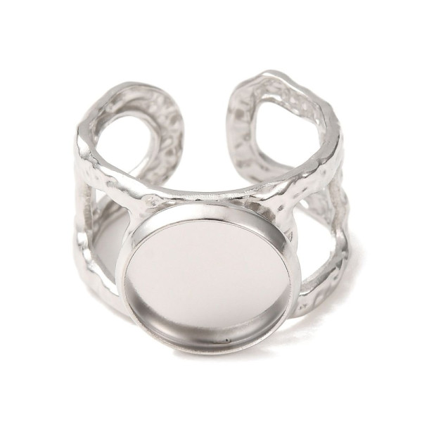 Support de Bague 12mm Martelé – Acier Inoxydable 304 Argenté