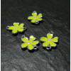 2 pendentifs connecteur fleur jaune fluo 