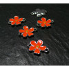 2 pendentifs connecteur fleur orange fluo 