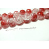 10 perles de verre craquelé bicolore 14mm rouge ref 2G3970 