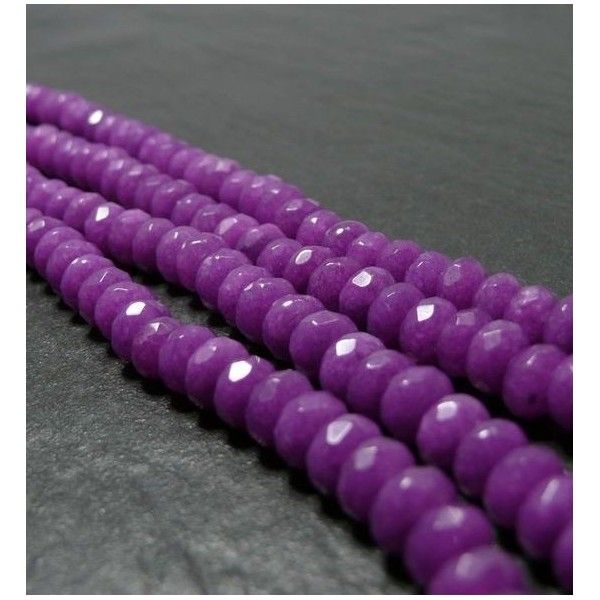 10 perles Jade violet faceté rondelles 5*8mm