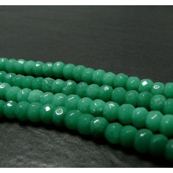 6 perles Jade vert pomme facetté rondelles 5*8mm