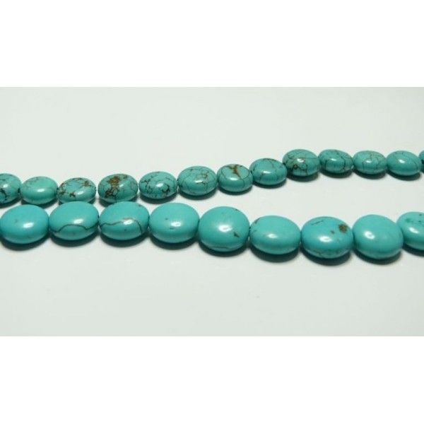 Lot 8 pieces perles plates  d' hawolite bleu turquoise 12mm