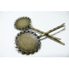 2 barrettes ronde double vague bronze 20mm