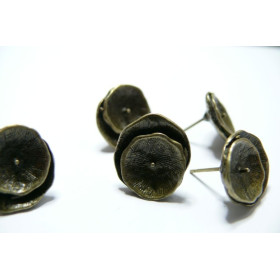 2 Supports de Boucle d'oreille bronze fleurs double