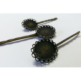 2 barrettes ovale double vague bronze 18 par 13