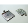 1 Support de pendentif carre  25mm argent  qualité extra